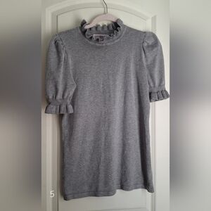 By short ballon sleeve ruffle turtle neck womens shirt size s bussines casual